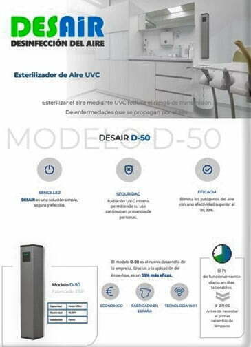 Esterilizador de aire UVC DSAIR D-50
