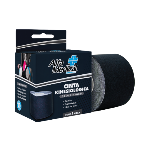 ALFA MEDICAL | CINTA KINESIOLOGICA / NEGRA 5 CM X 5 M / 12 PZ