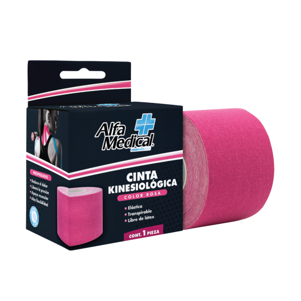 Alfa Medical | Cinta Kinesiologica / Rosa 5 Cm X 5 M / 12 Pz