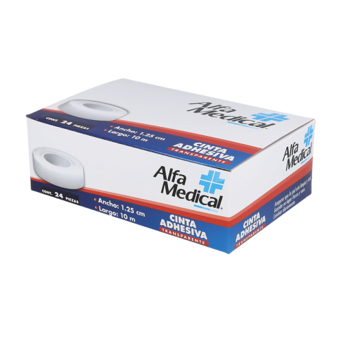 ALFA MEDICAL | CINTA ADHESIVA / TRANSPARENTE 1.25 CM X 10 M / 24 PZ