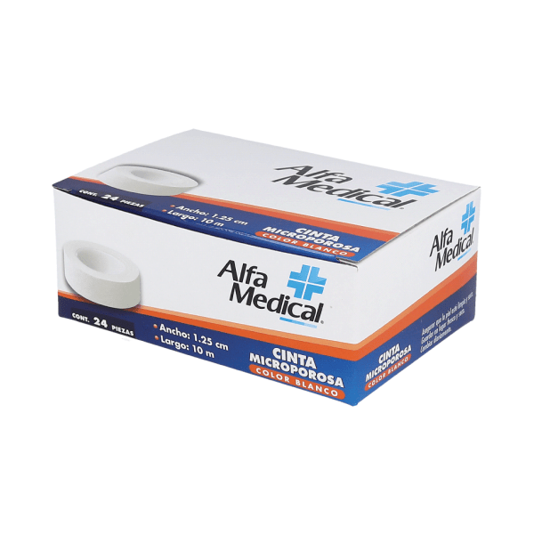 Alfa Medical | Cinta Microporosa / Blanca 1.25 Cm X 10 M / 24 Pz