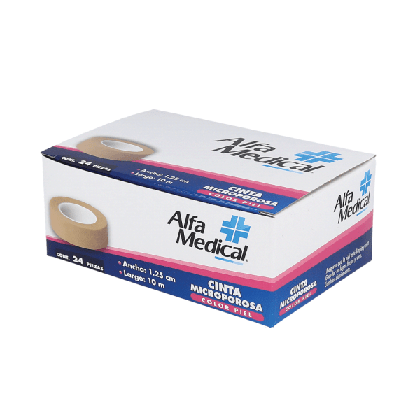Alfa Medical | Cinta Microporosa / Piel 1.25 Cm X 10 M / 24 Pz
