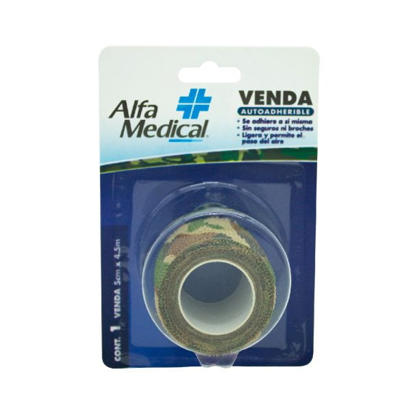 Alfa Medical | Venda Autoadherible 5 Cm X 4.5 Mt / Camouflage / Blister / 24 Pz