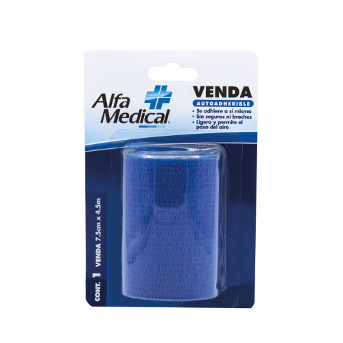 ALFA MEDICAL | VENDA AUTOADHERIBLE 7.5 CM X 4.5 MT / AZUL / BLISTER / 24 PZ