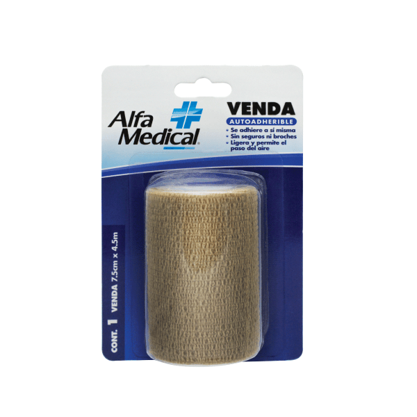 Alfa Medical | Venda Autoadherible 7.5 Cm X 4.5 Mt / Piel / Blister / 24 Pz