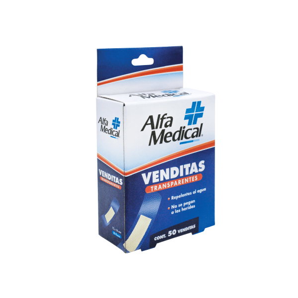 Alfa Medical | Venditas Adhesivas / Transparentes / 50 Pz