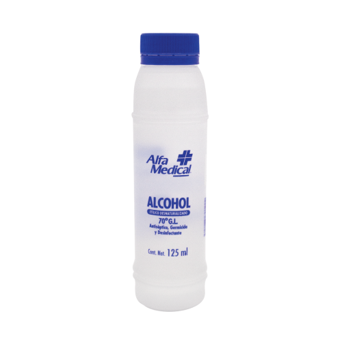 ALFA MEDICAL | ALCOHOL ETILICO DESNATURALIZADO 70º G.L. / 125 ML
