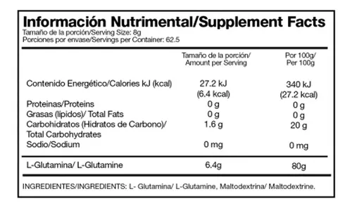 ALPHA L-GLUTAMINA 500 GRS