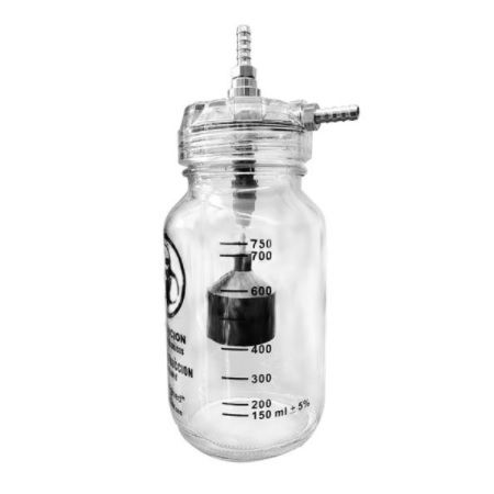 1-liter glass suction bottle, 0.8 m suction hoses, and a cap, Cat. Agm-Frsuccarig Arigmed
